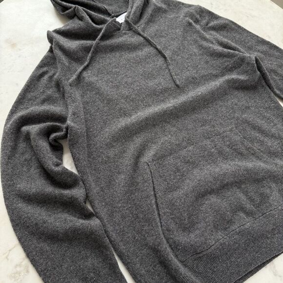Everlane 100% Cashmere Hoodie Hooded Long Sleeve Sweater Heather Gray L Large - Picture 4 of 9